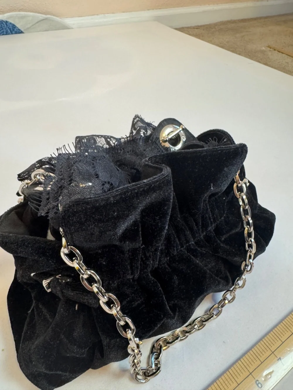 White House Black Market black velvet evening cocktail purse - Picture 2 of 6